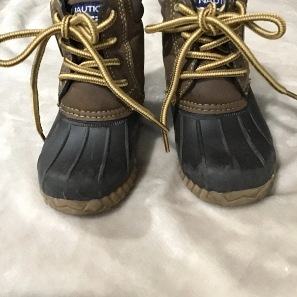 Nautica Channing Toddler Brown Black Duck Boots All Weather Lace Up Size 6T